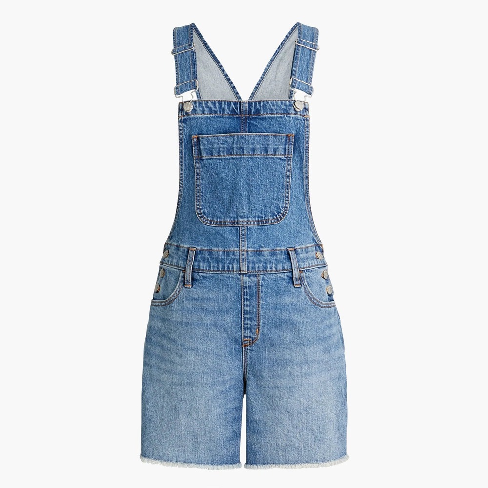 J.Crew Denim Shortalls‎ Women XS Blue  Cotton Bib Overalls Cottagecore Festival